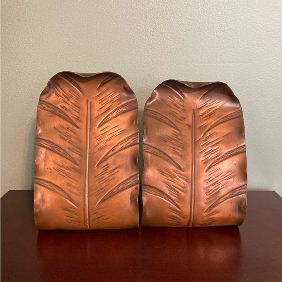 🍀VTG Copper Leaf Bookends Smith Craft Co. Vermont #102 - Picture 3 of 5